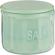 Tablecraft Salt Cellar with Lid, 3.75" x 3.75" x 3.125", Green