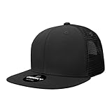 DECKY 6 Panel High Profile Structured Cotton Blend Trucker Hat, Black