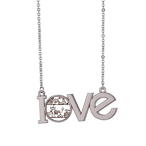 Collar con colgante de amor universitario con ilustración infantil de tamaño mediano
