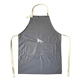 GREVY 100% Cotton 8oz Canvas BBQ Apron with Huge Pockets CAT BITES embroidery,Grey Color, Average...