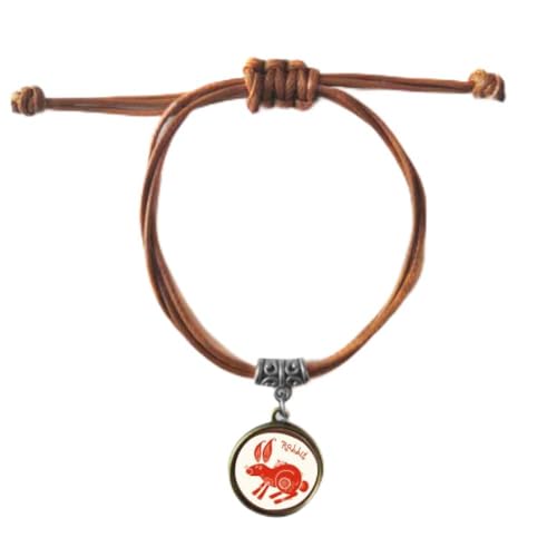 Bracelet signe Lapin Zodiaque Chinois en double corde de cuir rouge pour duo et couple