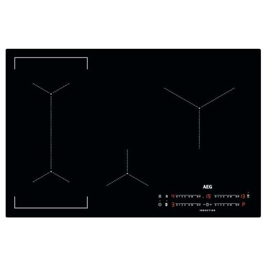 AEG 6000 Series Bridge Induction Hob IKX84443CB, 80 cm, 4 Cooking Zones with Hob2Hood, PowerBoost, OptiFix One Step Install, EcoTimer Energy Saver, Child Lock, Minute Minder, 44x750x490mm, Black