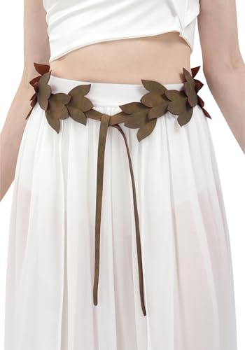 KUOIN Renaissance Belt Medieval Fairy Fantasy Sash, Faux Leather Cottagecore Costume Accessories