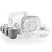 Corelle 3287 Night Blooms Geschirr-Set, zersplittert und bruchfest, 16-teiliges Geschirr-Set für 4 Personen, Vitrelle Glas