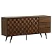 Bme Sideboard Georgina Solid Wood 2 Doors & 3 Drawers, 61'' Mid Century Modern Cabinet with Geometric Pattern for Kitchen, Dining, Living Room