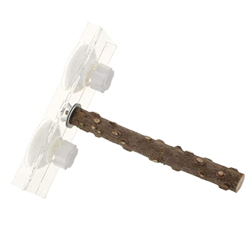 Sosoport Bird Perch Stand with Suction Disc Wooden Training Rod for Parrots and Birds for Exercise and Balance Development