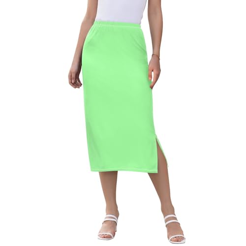 Amooorous Pale Green Women's Stretch Midi Skirt X-Large