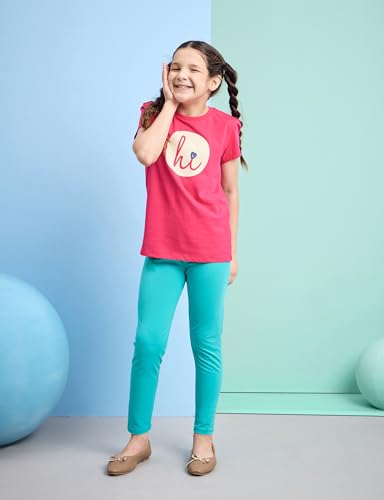 Image of Amazon Brand - Symbol Girl's Cotton Jersey Stretchable Leggings | Ankle Length | Aged 2-14 Years