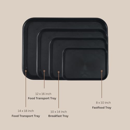 Image of FP Plastic Serving Tray Pack of 3, Black, Made of Durable Plastic, Multiuse for Kitchen, Restaurants, Cafeteria, Hotel Food Tray