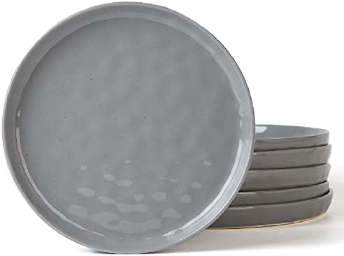 famiware Mars 6 Pieces Dinner Plates, 10.25 inch Plate Set, Scratch Resistant, Stoneware Dinnerware, Kitchen Modern Rustic Serving Dishes, Dark Gray