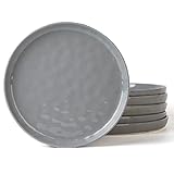 famiware Mars 6 Pieces Dinner Plates, 10.25 inch Plate Set, Scratch Resistant, Stoneware Dinnerware, Kitchen Modern Rustic Serving Dishes, Dark Gray