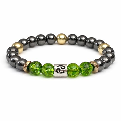 Zodiac Bracelet, Birthstone Bracelet, Peridot Hematite Grounding Mala Gemstone Bracelet, Prosperity Men Bracelet,