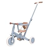 Little Dutch 4-in-1 Laufrad Dreirad - inkl. Schubstange, Pedale, Sicherheitsgurt und -Ring - Kinderdreirad - Lauffahrrad - für Mädchen und Jungen - ab 1-3 Jahre - blau