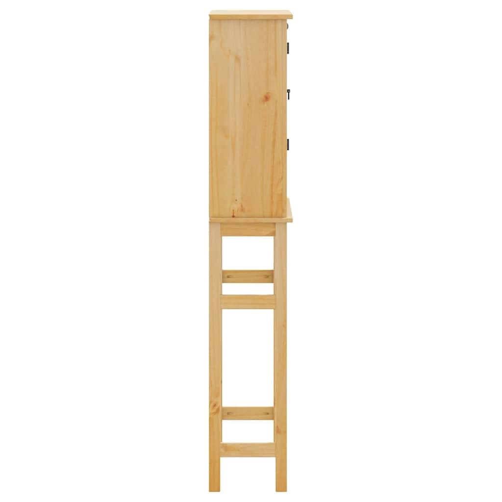 Waschmaschinenschrank Corona aus Massivholz Kiefer mit Honigwachs-Finish, 69 x 29 x 164,5 cm, 3 Ablagen und Fach hinter der Tür für Badmöbel Set, Stauraum, Waschraum
