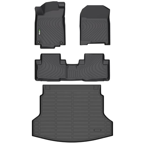 Image of HAFIDI Floor Mats & Cargo Liner Set Fit for 2012-2016 Honda CRV Touring All Weather Protection TPE Anti-Slip Automotive Full Set Floor Liners Custom Accessories - Black