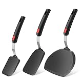 TACGEA 3 Pack Silicone Spatula Set for Nonstick Cookware, 600°F Heat Resistant Kitchen Utensils for