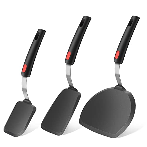 Tacgea 3 Pack Silicone Spatula Set For Nonstick Cookware, 600°F Heat Resistant Kitchen Utensils For Cooking And Baking, Ideal For Flipping Egg, Burger, Pancake, Cookie #TOP5