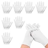 White Cotton Gloves for Eczema - 8 Pairs Cotton Gloves for Dry Hands - Thin Soft Moisturising Gloves for Women Sensitive Skin – Wedding Dress Coin Handling & Jewelry Inspection Gloves (21cm)