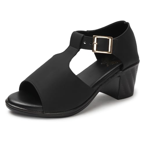 Image of Denill Fancy & Comfortable Brown Heel Sandal with Ankle Strap for women & Girls