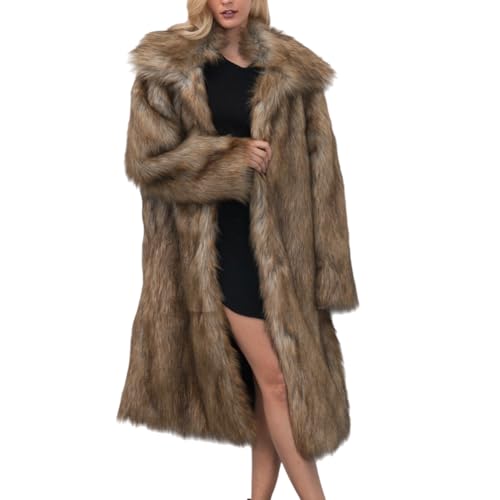 FOBIONED Womens Faux Fur Soft Coat Winter Warm Topcoat Furry Cardigan Jackets Open Front Overcoat Outerwear with Pockets