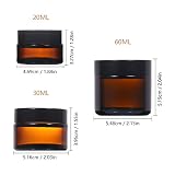 LIYUABU 6 sztuk pustych puszek z brązowego szkła, 20 ml/30 ml/60 ml, pojemnik na kosmetyki, do wielokrotnego napełniania, pojemniki podróżne z czarnymi pokrywkami, do kosmetyków, balsamów, kremów, mini świec, 6 x 20 ml