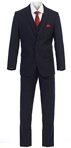 Elegant Men's Modern Fit Three Piece and Two Piece Two Button Suits - Many Colors (42 Long, 100% Wool Navy)…3