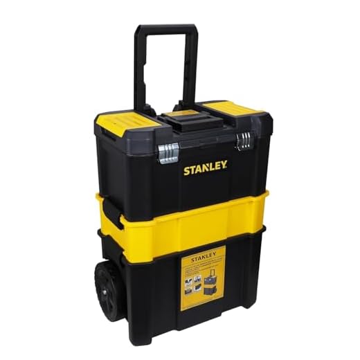 STANLEY STST1-80151 Taller Móvil para Herramientas 3 en 1 con Cierres Metálicos con Capacidad 20 kg, Color Negro/Amarillo