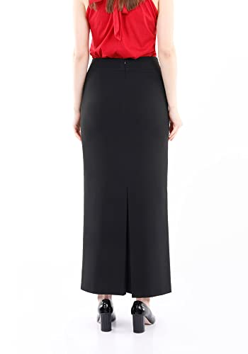 G-Line Women’s Black Maxi Pencil Skirts Modest Plus Size Ankle Length High Waisted Suit Stretchy Slitted Classic Business Casual Office Wear To Work Lightweight Long Skirt With Back Vent For Women #TOP2