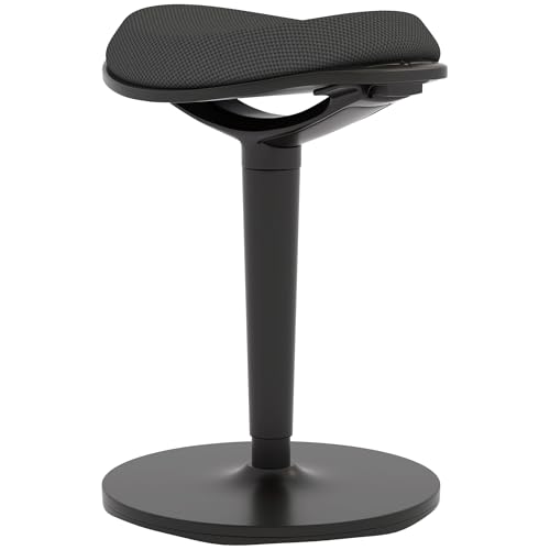 HOMCOM Standing Desk Chair, Ergonomic Backless Wobble Stool, Height Adjustable Tall Office Chair 22.2-28.1 Inches, Active Learning Stool for Office Desks, with Rocking Motion, Padded, Black