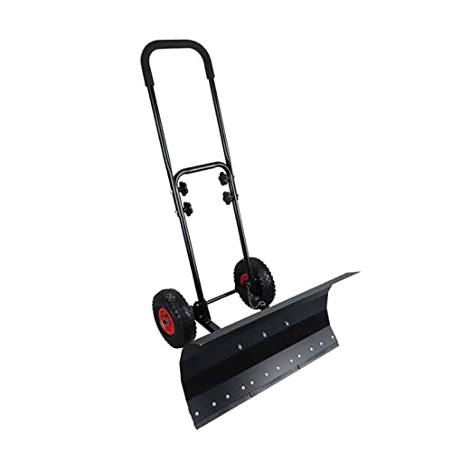 Preisvergleich Produktbild JeeKoudy Hochleistungs-Walzschnee-Schieber mit 2-Rädern, rollender Schnee-Schieber-Einstellbarer Aluminiumgriff - Räder Schnee-Pflug-Rückenschoner Schneeschaufel