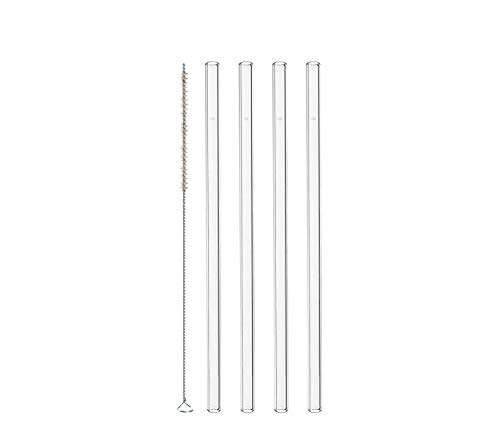 LEONARDO HOME 020855 Glas Strohhalme Ciao, 4-er Set, Länge 20 cm, wiederverwendbar, inkl. Bürste zur Reinigung transparent
