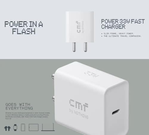 Image of ZYBUX CMF 33W Charger by Nothing, USB C Adapter for CMF Phone 1 /Nothing Phone 3A Pro /3A /2A /2A Plus /2 /1 /Tablet /Samsung M05 /M35 /M15 /F15 /M14, 33Watt Fast Charge Adaptor for Other Type C Devices, White