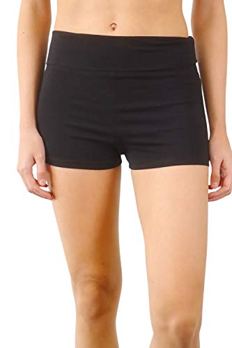 Women’s Fold Over Waist Stretch Cotton Active Yoga Shorts