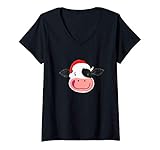 Photo Gallery donna la piccola mucca holstein indossa un cappello di natale maglietta con collo a v Photo Gallery donna la piccola mucca holstein indossa un cappello di natale maglietta con collo a v