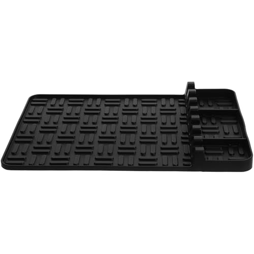 Yardenfun シリコン製グリドルツールマット 耐熱バーベキューサイドシェルフ マット キッチン整理用 グリルツール収納 ドリップ防止 ブラック