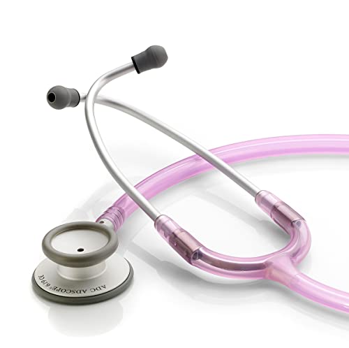 Image of ADC Adscope Lite 619 Ultra Lightweight Clinician Stethoscope with Tuneable AFD Technology, 31 inch Length, Rose Quartz