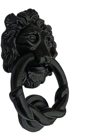 Shristy Hardware "Lion" Black Antique Iron Door Knocker for Door Front - Exterior for Home Iron Door Knocker Front Door Entry Knocker - (Pack of 1 Black Powder Coated Finish)