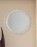 Generico Espejo de pared de diseño moderno blanco shabby chic redondo para sala de estar, dormitorio, dormitorio, pasillo, baño, entrada, LM-1155