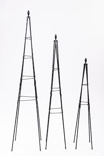 Garden Gear Metal Tower Trellis, A-Shape Design, Plastic-Coated Steel, Easy Assembly, 120cm/150cm/180cm, Ideal for Climbing Plants and Vegetables (Tower Trellis Set of 3, 1)
