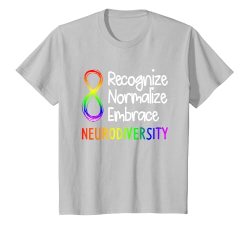 Neurodiversity Shirt Autism Spectrum ASD Rainbow Infinity T-Shirt, Youth, Silver Grey, 3T