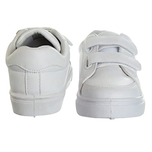 Image of French Toast Boys Girls Shoes -Unisex Athletic Casual Dress Kids School Uniform Loafer Oxford Canvas Tennis Sneakers (White /Black) (Little Kid /Big Kid)
