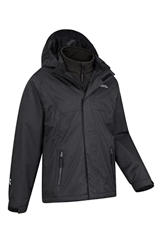 Mountain Warehouse Bracken 3 em 1 Jaqueta infantil impermeável – Triclimate, Preto, 11-12 Years