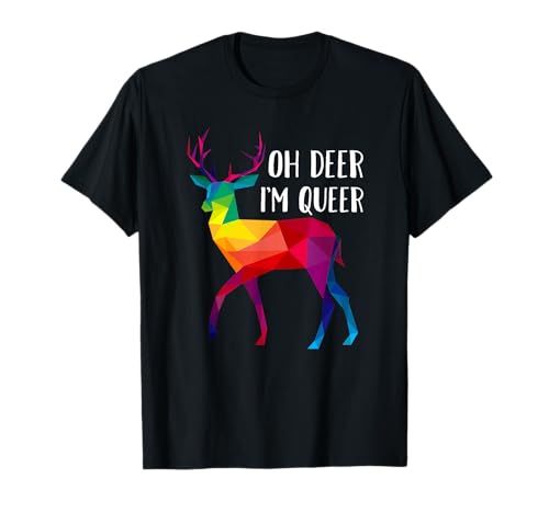 Schwuler Trans LGBTQ Rainbow Deer Ich bin queer T-Shirt