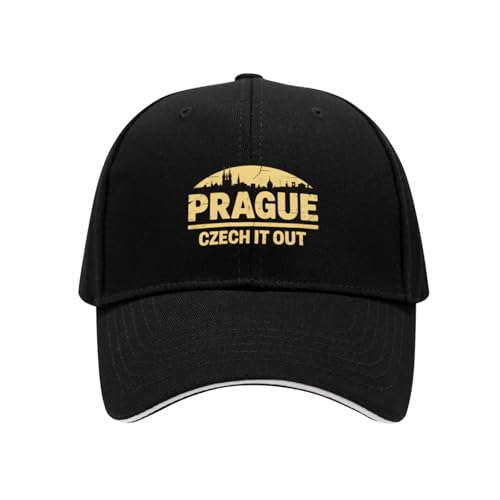 Vderxcok Prague Czech It Out Baseball Cap Adjustable Dad Hat Trucker Hat for Men Women Black