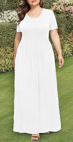 Image of LONGYUAN Women's Plus Size Maxi Dresses Summer Short Sleeve Casual Long Dress 2026 XL-6XL