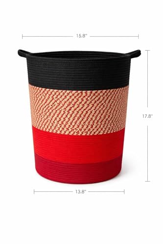 Image of SLAPPY Laundry Basket Large Hamper, Woven Baskets for Storage, 17.8 inch x 15.8 inch x 13.8 inch, Wicker Laundry Baskets for Living Room, Dirty Clothes Basket, Baby Hamper for Nursery, Black & RAINREDY (Modern)