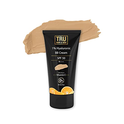 Image of Tru Hair & Skin Hyaluronic BB Cream with SPF 50 | Toffee Brown | 50gms