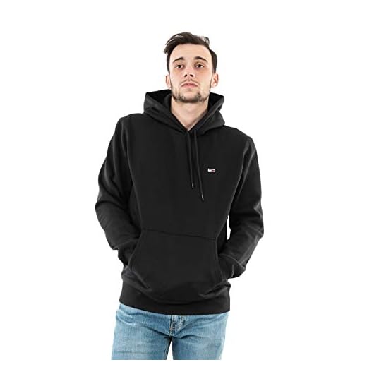 Tommy Jeans Herr TJM Regular Fleece Hoodie, Svart, L