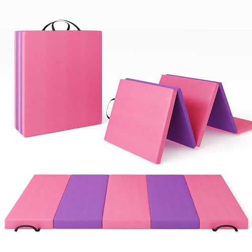 Folding Gymnastics Mat, Exercise Mats, Gymnastics Tumbling Mats, Thick Portable Home Gym Floor Pad for Yoga, Pilates, Aerobics & Martial Arts Training
