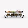 SEVERIN Appareil à raclette pour 8 personnes, Plaque de cuisson en fonte antiadhésive de grande surface 48,5 x 24 cm rainurée et lisse, Gril raclette 1 700 W, noir/inox, RG 2375